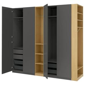 팍스+포르산드 옷장세트 다크그레이/참나무무늬 255x60x201cm