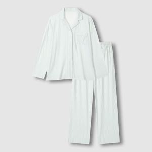 여 피치스킨 스트라이프 10부 파자마 세트 (4 sizes)(3 colors)