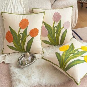 튤립 쿠션 커버 (4 color) 패브릭소품 쇼파쿠션커버 등쿠션커버 인테리어소품