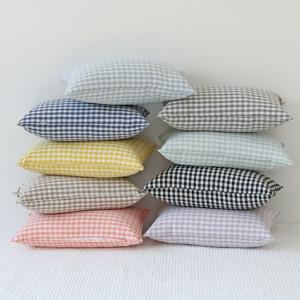 깅엄 체크 워싱 광목 순면 미니쿠션 작은 베개커버 세트 솜포함 30x50