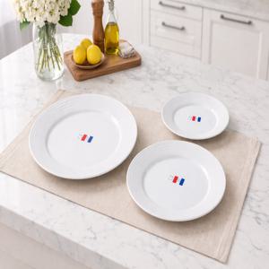 프렌치 스타일 메레신 도자기 원형 접시 3sizes 소,중,대