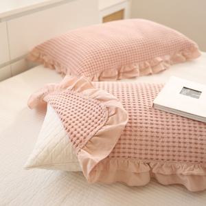 1+1 순면 프릴 와플 베개 커버 베개 수건 덮개 5070