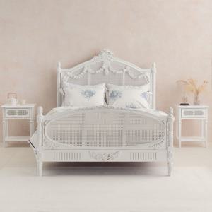 로즈 프렌치 라탄 엔틱 침대 프레임 퀸 Q