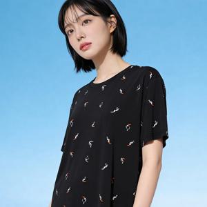 6C25 여성용 냉감 아이스 여름 파자마 반팔 실내복