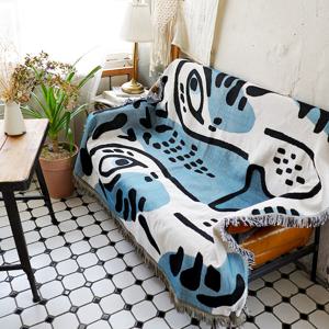 블루 호랑이 소파커버/러그/블랭킷