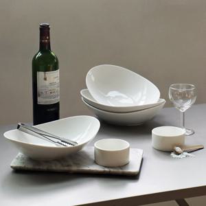 [리퍼] 크림화이트 타원 파스타볼4P + 래머킨 2P 세트