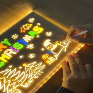 [해외] 나만의 LED 무드등 만들기 DIY 빅사이즈 아크릴판 카페 보드판 그림 펜7개증정