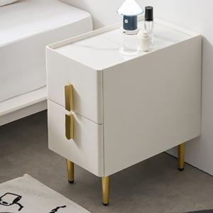 고급라인 가죽재질 세라믹상판 2단서랍 골드포인트협탁(250 2색)