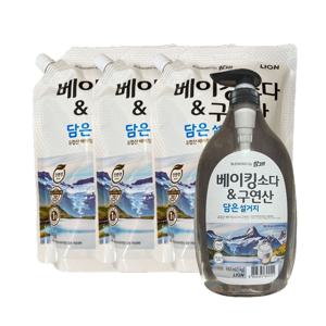베이킹소다 구연산 담은 설거지 주방세제 용기 1kg+리필 1kg x 3개
