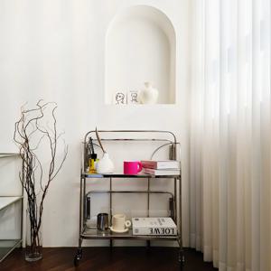 투명 유리 철제 이동식 웨건카트 접이식 2단 트롤리