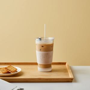 트라이탄 빨대 유리 텀블러 450ml 톨