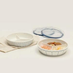 1+1 모루 원형 3절 나눔 찬통세트 (총2P)