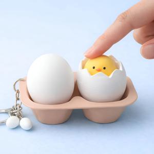 2구 병아리 계란 클리커 키링 클릭 키보드 가방 인형 키홀더 피젯토이 차키 행운