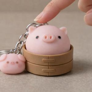 돼지만두 클리커 키링 클릭 키보드 자동차 가방 인형 키홀더 피젯토이 차키 행운