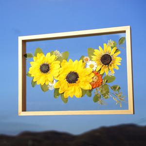 해바라기 8 압화 풍수 인테리어 금전운 투명 액자