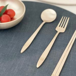 방짜 유기 유아 어린이 큐티 수저포크 세트