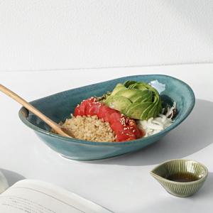타원 그릇 덮밥 카레 파스타 플레이팅 샐러드볼 오목 접시 4colors