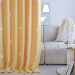 포포멍 강아지 항균 자수 커튼_옐로우