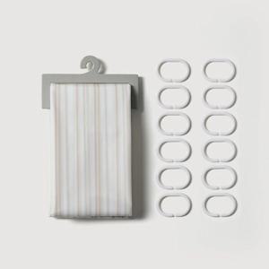 스트라이프 샤워커튼_180X180cm_베이지