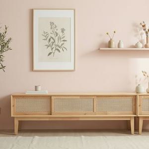 센느 원목 라탄 2000 TV 거실장