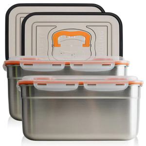 올품락 포스코 STS304 밀폐용기 김치통 더블핸디 누름독 10L(오렌지) x 2개