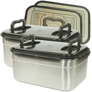 올품락 포스코 STS304 밀폐용기 김치통 더블핸디 누름독 10L(그레이) x 2개