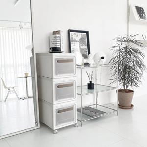 [리퍼]블록식 스태커블 수납장 서랍장 3단 (바퀴 포함)