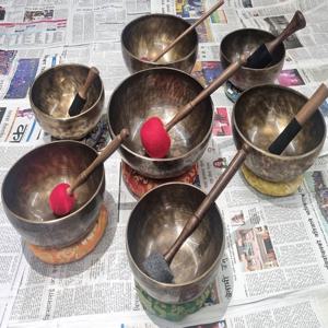 핸드메이드 네팔 방짜유기 싱잉볼 요가종 명상종 3도화음 씽잉볼7세트