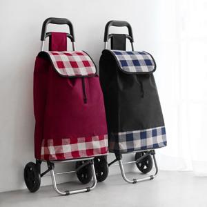 심플 체크 접이식 핸드카트 장바구니 쇼핑카트 장바구니 시장가방 시장 바구니