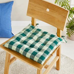 에코블렌드 코튼 체크 사각 방석 40x40 투톤 그린