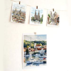 어반스케치 수채화 엽서 벽꾸미기 인테리어 직접그린 일러스트 엽서 프랑스 4x6 36종