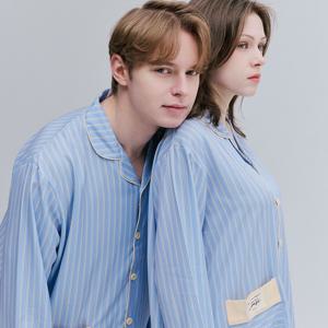 성인 블루시 실크핏 긴팔 파자마 간절기 잠옷 상하세트