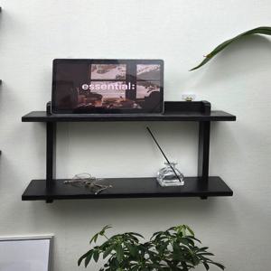 블랙 라왕합판 2단 벽선반 무지주 선반