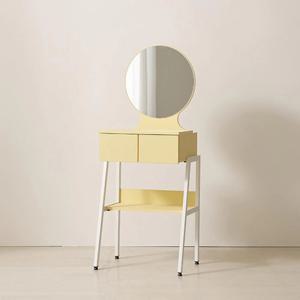 버터 화이트 파스텔톤 심플 디자인 라운드 미러 화장대 예쁜 모던 학생