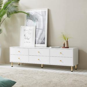 모던 화이트 골드 2단 서랍 TV다이(1600) 아파트 홈카페 수납 트렌디 예쁜