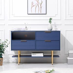 모던한 트렌디 디자인 템바보드 금장 다리 높은 거실장 미니 심플 가구 TV