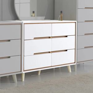 굵은 사선 다리 따뜻한 감성 3단 넓은 와이드 서랍장 예쁜 모던 고급 가구