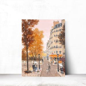 미셸들라크루아 명화 파리 가을 풍경화 현관 거실 인테리어액자 21x26cm