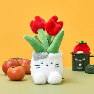 베지갱 밀크캣 튤립 화분 인형