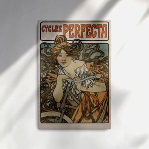 알폰스 무하 작품 퍼펙트라 자전거 명화 캔버스 액자 A3