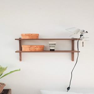 2단 벽선반 B형 원목 무지주 무타공 꼭꼬핀 우드 2size 2color