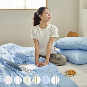 뉴데이즈 스트라이프 먼지없는 무소음 홑겹이불커버 SS/Q/K 6color