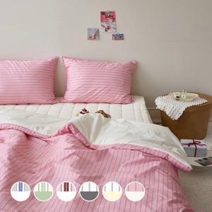 수퍼코튼 스트라이프 60수 고밀도 순면 홑겹이불커버 SS/Q/K 6color