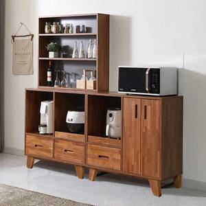 브라운 컬러 원목 밥솥 에어프라이어 슬라이드 수납장 전자렌지 튼튼한