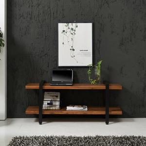 멀바우 원목 모던 블랙 철제 프레임 2단 보드 거실장 수납장 아파트 가구