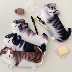 귀여운 고양이 프린트 필통 문구 펜케이스 파우치