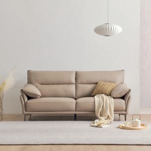 브리즈 3인 천연면피가죽소파 베이지