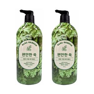 해피바스 리얼가든 편안한 쑥 바디워시 900gx2개 대용량 피부진정 약산성 바디클렌저