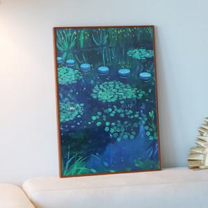푸른연못 유화 질감이 살아있는 인테리어 포스터 (A4/A3/A2)