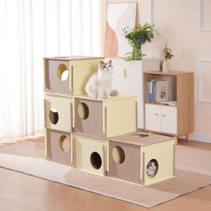 고양이 1,2,3단 펠트 캣타워 터널 숨숨집